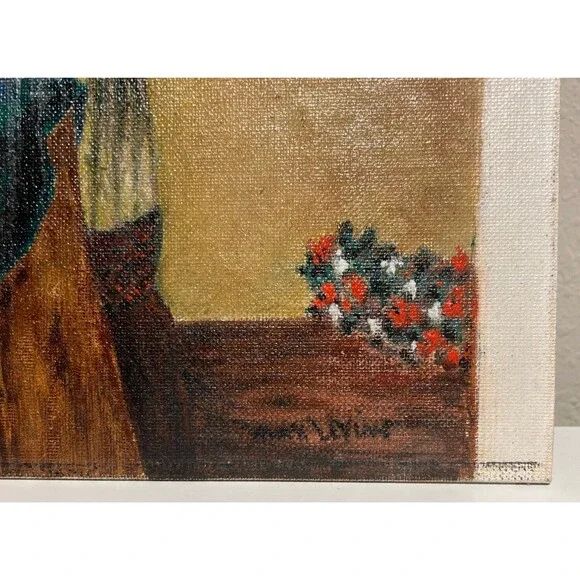 VTG Women Cooking Original Art Painting Oil on Board Artist Signed Max Levine - Picture 5 of 7